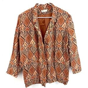 Vintage Bogari 100% Silk Paisley Print Blazer Jacket Womens Small 90s(B)